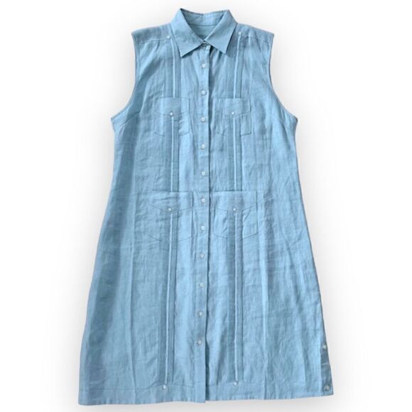 LaHabana Miami Linen Cubavera Cuban Style Guayabera Sleeveless Shirt Dress - Picture 10 of 16